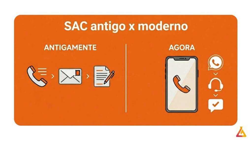 SAC pelo whatsapp 1 Infográfico: SAC antigo vs SAC moderno.