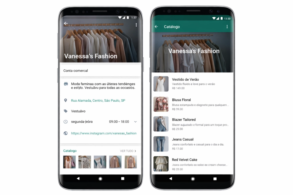 Catálogo de produtos do WhatsApp.