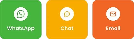 Image shows icons for email, chat, and WhatsApp, which are mLabs' customer support channels.
