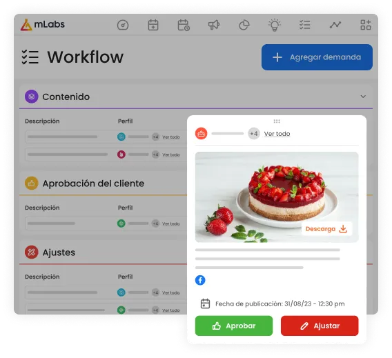 La imagen muestra el modal del calendario de mLabs para la inserción de fechas conmemorativas o importantes.