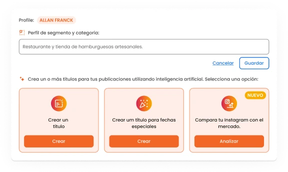 La imagen muestra la pantalla de IA de mLabs para crear captions, destacando las opciones de crear un único caption o múltiples captions.