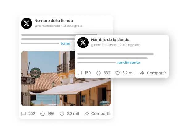 La imagen muestra dos publicaciones, una con imagen y otra solo con texto.