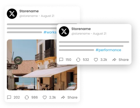 Image shows two posts, one with image and one with text only.