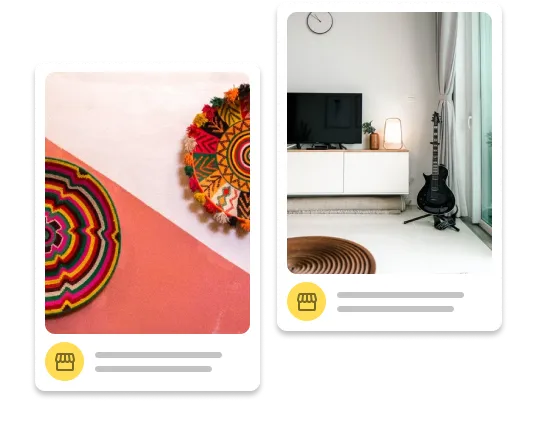 The image shows two pins published on Pinterest through mLabs