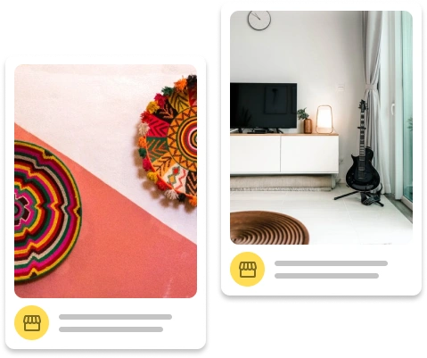 Imagem mostra dois pins publicados no Pinterest através da mLabs.