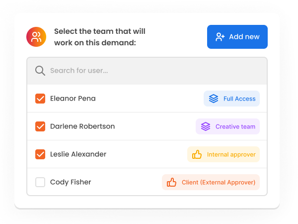 Image shows the module for adding users and their permissions in the mLabs Workflow
