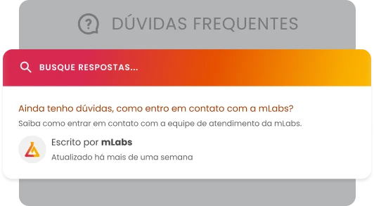 Imagem mostra conversa fictícia de um cliente sendo atendido no chat, pela equipe da mLabs.