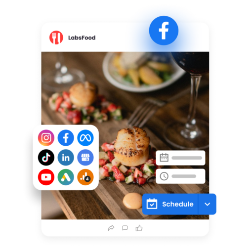 image shows a preview of a post being scheduled on Facebook