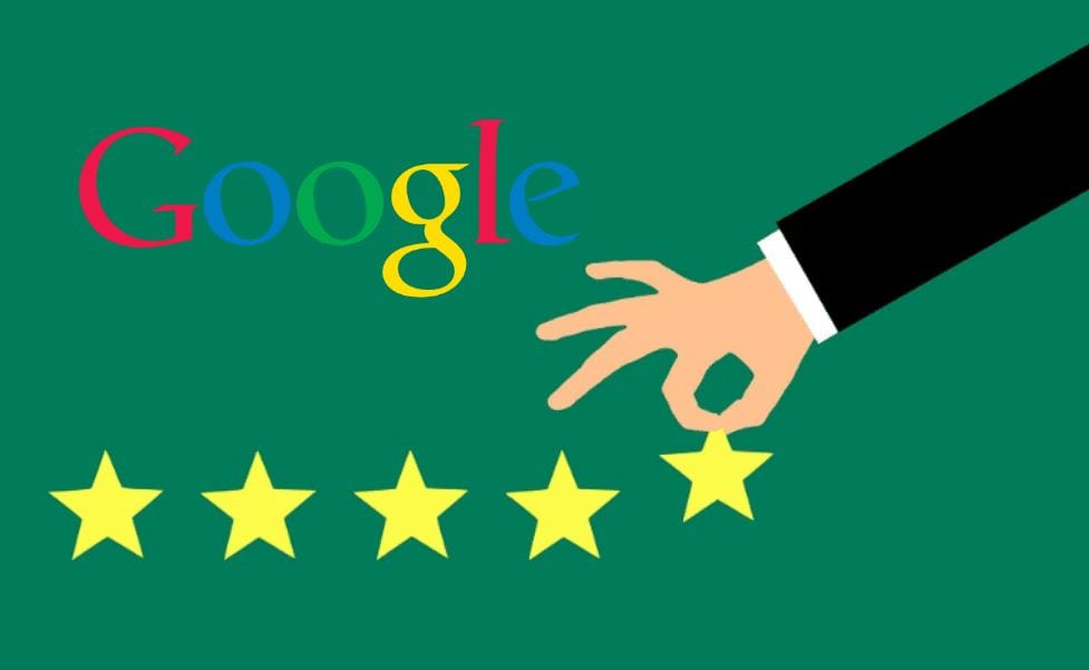 Avaliação do Google Meu Negócio: imagem de várias estrelas desenhadas em fila e no final uma mão segurando uma estrela
