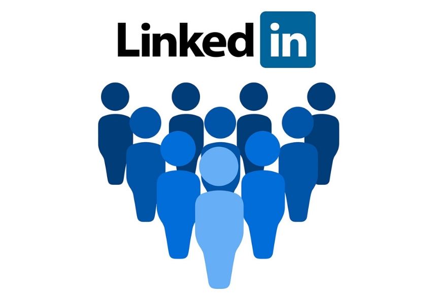 Linkedin Learning: imagem da logo do linkedin e de mais pessoas desenhadas em azul abaixo do logo