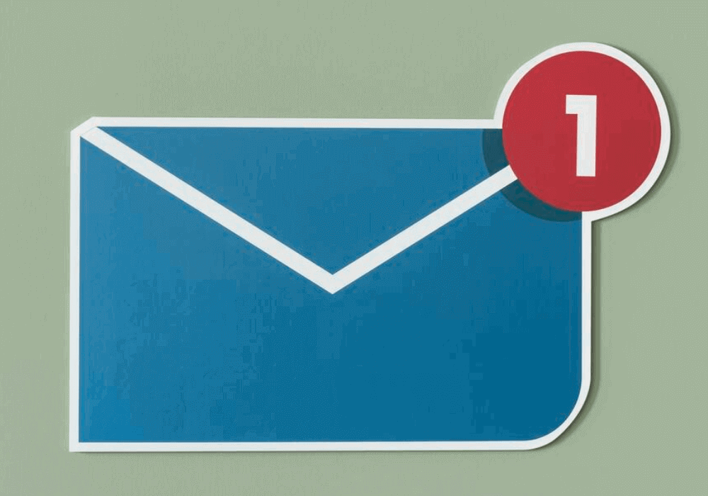 Preço inbox: imagem vetorizada de um envelope com uma notificação em vermelho. O objetivo é representar um novo e-mail na caixa de entrada.