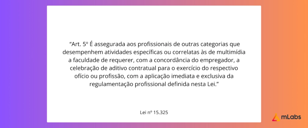 Regulamentação da profissão social media 4 Regulamentação da profissão de multimídia: art. 5.