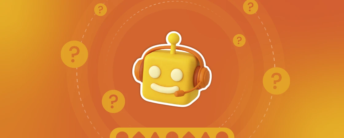 Robô animado em amarelo que representa as possíveis alternativas ao Manychat, e fundo laranja.