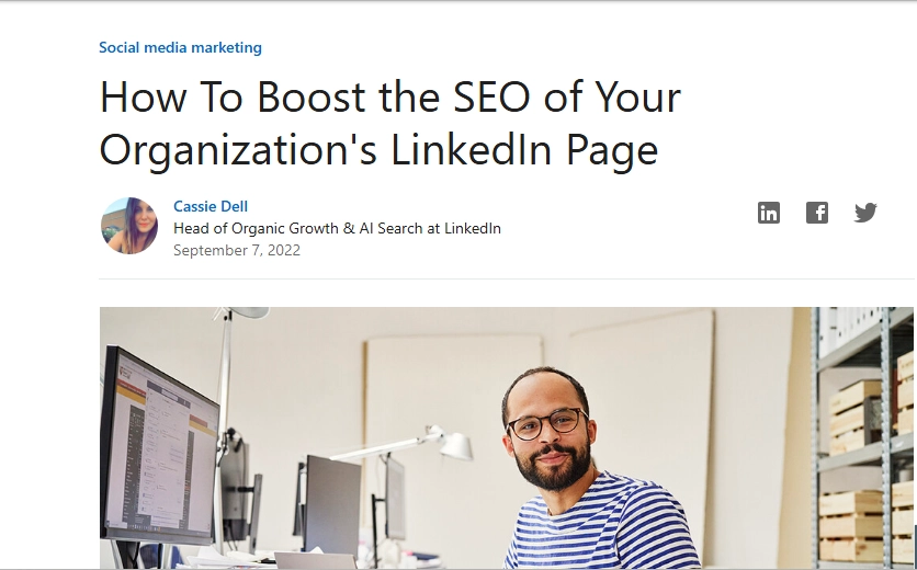 boost-SEO-linkedin manchete do artigo "How To Boost the SEO of Your Organization's LinkedIn Page".
