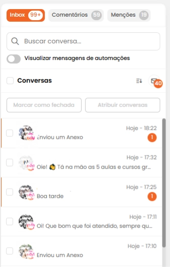 Tela de DMs da mLabs Chat