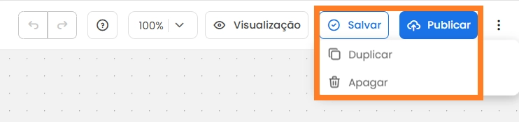 automação mlabs chat 8 Opções de "salvar" e "publicar" na mLabs Chat.