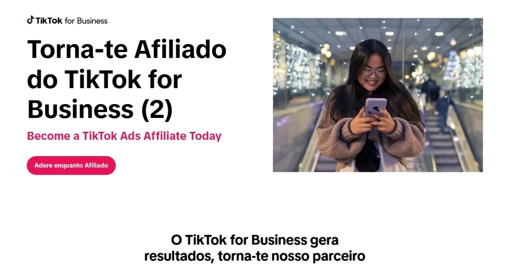 torne-se afiliado Tela inicial: torne-se afiliado do TikTok for Business