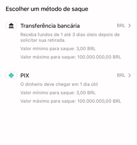 tutorial loja tiktok shop 3 Método de saque: transferência bancária; Pix;