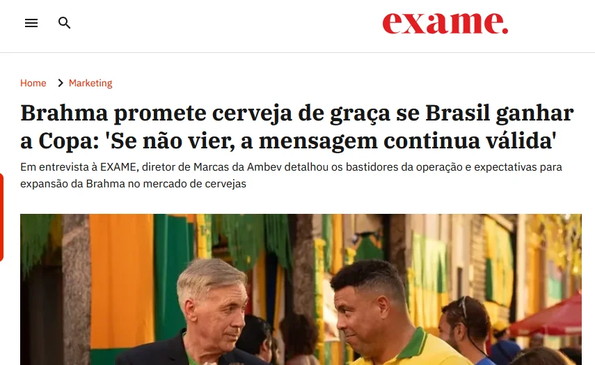manchete exame manchete da revista Exame sobre campanha da Brama